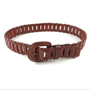 Women’s Vintage Brown Braided Leather Belt Size S